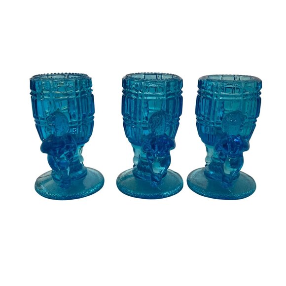 Vintage McKee Blue Peek-A-Boo Cherubs Toothpick Match Holder Lot of 3 - Picture 3 of 6